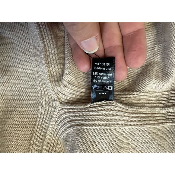 Beryll Tan One Size Cashmere Cardigan Made In USA - Picture 3 of 4